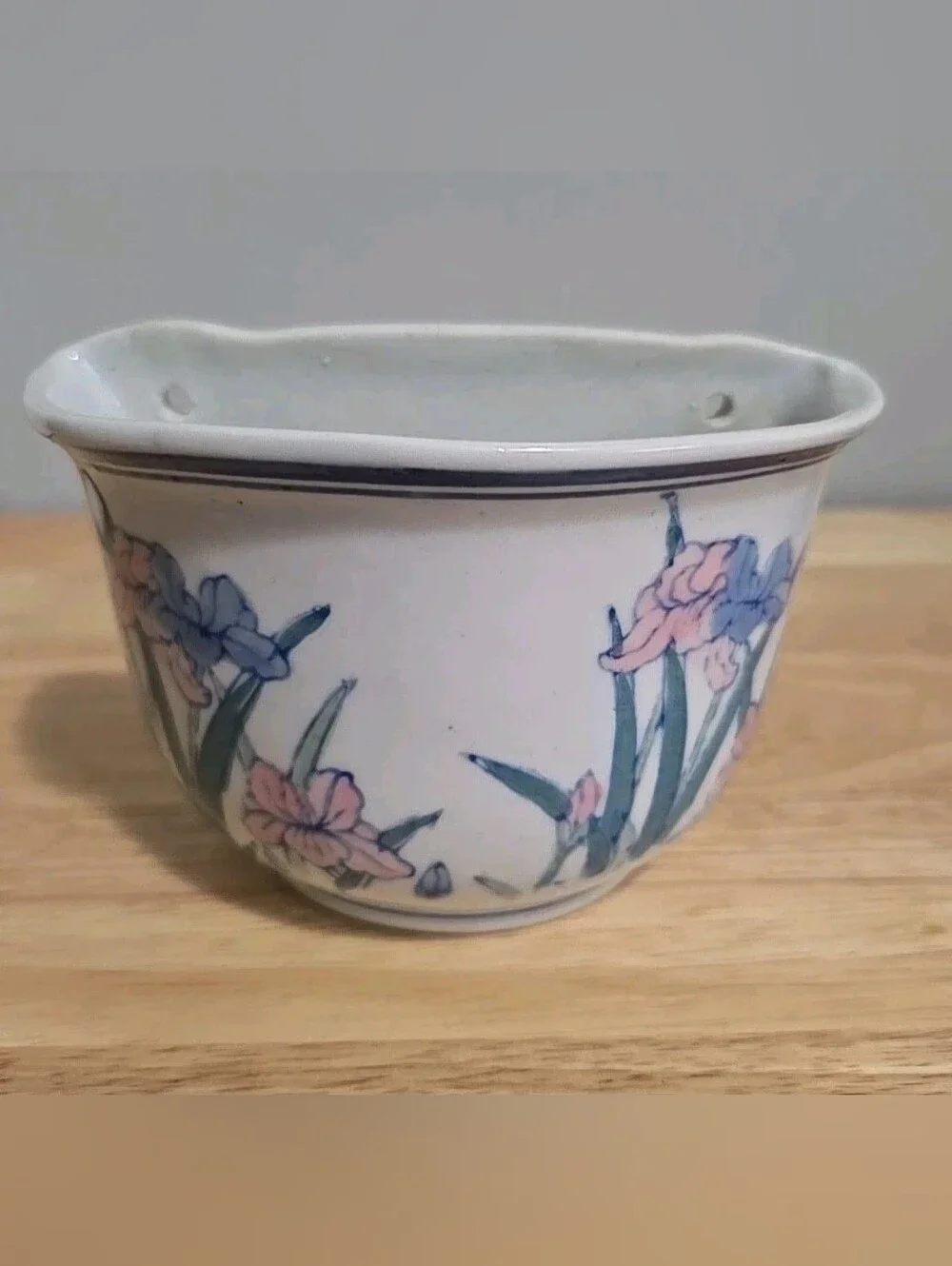 Vintage Floral Porcelain Wall Planter Pot
